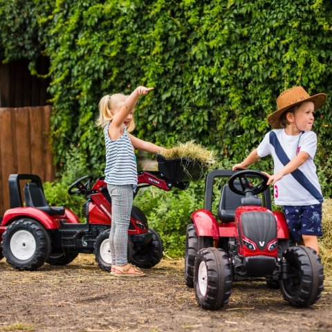 FALK FALK Traktor Valtra Bordowy na Pedały z Przyczepką i Łyżką od 3 Lat FALK FALK Traktor Valtra Bordowy na Pedały z Przyczepką i Łyżką od 3 Lat