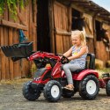 FALK FALK Traktor Valtra Bordowy na Pedały z Przyczepką i Łyżką od 3 Lat