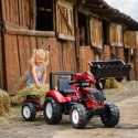 FALK FALK Traktor Valtra Bordowy na Pedały z Przyczepką i Łyżką od 3 Lat
