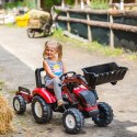 FALK FALK Traktor Valtra Bordowy na Pedały z Przyczepką i Łyżką od 3 Lat