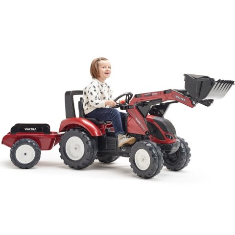 FALK FALK Traktor Valtra Bordowy na Pedały z Przyczepką i Łyżką od 3 Lat FALK FALK Traktor Valtra Bordowy na Pedały z Przyczepką i Łyżką od 3 Lat