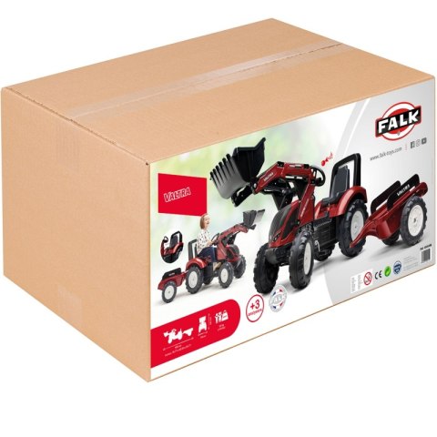 FALK FALK Traktor Valtra Bordowy na Pedały z Przyczepką i Łyżką od 3 Lat FALK FALK Traktor Valtra Bordowy na Pedały z Przyczepką i Łyżką od 3 Lat