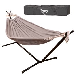 Hamak ze stelażem ogrodowy dwuosobowy huśtawka stelaż stojak do hamaka duży mocny + pokrowiec 200cm 100kg Kik Sp. z o. o. Sp. k.