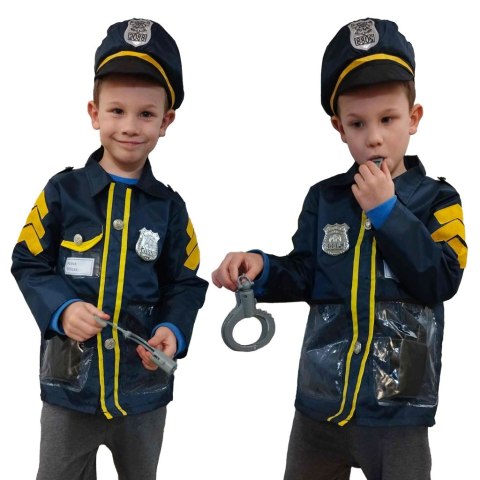 Kostium strój karnawałowy przebranie policjant kajdanki czapka zestaw 3-8 lat Kik Sp. z o. o. Sp. k. Kostium strój karnawałowy przebranie policjant kajdanki czapka zestaw 3-8 lat Kik Sp. z o. o. Sp. k.