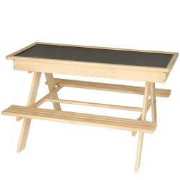Ławka ogrodowa stolik dla dzieci drewniany piaskownica tablica 92 x 78 x 52 cm 