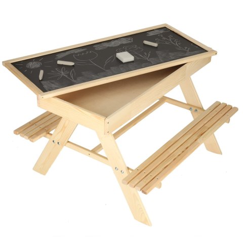 Ławka ogrodowa stolik dla dzieci drewniany piaskownica tablica 92 x 78 x 52 cm "3Toysm" Dzięgielewski Tomasz Ławka ogrodowa stolik dla dzieci drewniany piaskownica tablica 92 x 78 x 52 cm "3Toysm" Dzięgielewski Tomasz