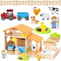 Viga Toys VIGA Drewniana Farma Dom Farmera Z Ogródkiem I Traktorem 21 el