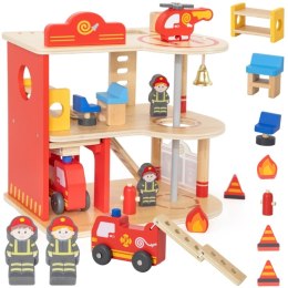 Viga Toys VIGA Drewniany Garaż Remiza Straży Pożarnej Zestaw 14 el