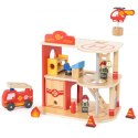 Viga Toys VIGA Drewniany Garaż Remiza Straży Pożarnej Zestaw 14 el