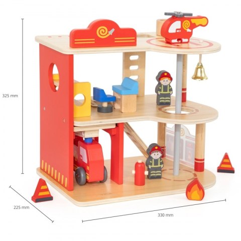 Viga Toys VIGA Drewniany Garaż Remiza Straży Pożarnej Zestaw 14 el Viga Toys VIGA Drewniany Garaż Remiza Straży Pożarnej Zestaw 14 el