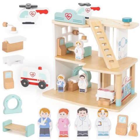 Viga Toys VIGA Drewniany Szpital Z Karetką Winda Zestaw 15 el Viga Toys VIGA Drewniany Szpital Z Karetką Winda Zestaw 15 el