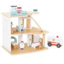 Viga Toys VIGA Drewniany Szpital Z Karetką Winda Zestaw 15 el