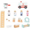 Viga Toys VIGA Drewniany Szpital Z Karetką Winda Zestaw 15 el