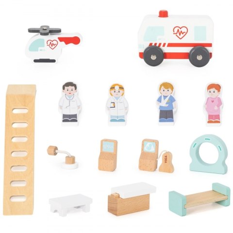 Viga Toys VIGA Drewniany Szpital Z Karetką Winda Zestaw 15 el Viga Toys VIGA Drewniany Szpital Z Karetką Winda Zestaw 15 el