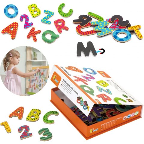 Viga Toys VIGA Drewniany Zestaw Magnetyczny Literki i cyferki Viga Toys VIGA Drewniany Zestaw Magnetyczny Literki i cyferki
