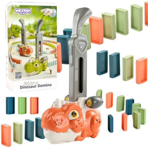 Woopie WOOPIE Elektryczna Ciuchcia Lokomotywa do Klocków Domino Dinozaur Pomarańczowy - 8 szt.