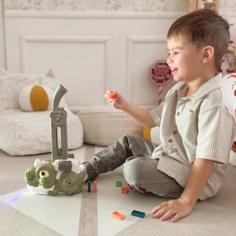 Woopie WOOPIE Elektryczna Ciuchcia Lokomotywa do Klocków Domino Dinozaur Pomarańczowy - 8 szt.