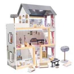 Domek dla lalek drewniany MDF mebelki 78cm czarny LED Kik Sp. z o. o. Sp. k.