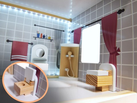 Domek dla lalek drewniany MDF mebelki 78cm czarny LED Kik Sp. z o. o. Sp. k.