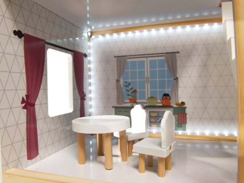 Domek dla lalek drewniany MDF mebelki 78cm czarny LED Kik Sp. z o. o. Sp. k.