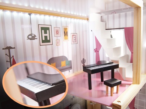 Domek dla lalek drewniany MDF mebelki 78cm czarny LED Kik Sp. z o. o. Sp. k.