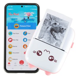 Drukotek drukarka mini termiczna do zdjęć notatek etykiet + kabel USB kotek kot różowy Kik Sp. z o. o. Sp. k.