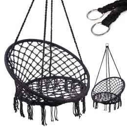 Huśtawka fotel bocianie gniazdo z oparciem czarna 80cm 150kg Kik Sp. z o. o. Sp. k.