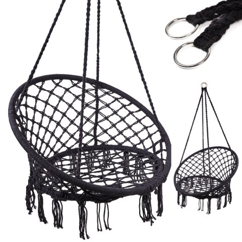 Huśtawka fotel bocianie gniazdo z oparciem czarna 80cm 150kg Kik Sp. z o. o. Sp. k. Huśtawka fotel bocianie gniazdo z oparciem czarna 80cm 150kg Kik Sp. z o. o. Sp. k.