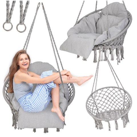 Huśtawka ogrodowa bocianie gniazdo z poduszką XXL szary 150kg Kik Sp. z o. o. Sp. k.