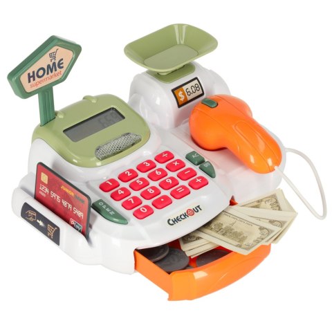 Kasa fiskalna dla dzieci supermarket sklep skaner kalkulator koszyk z akcesoriami 36 el. Kik Sp. z o. o. Sp. k. Kasa fiskalna dla dzieci supermarket sklep skaner kalkulator koszyk z akcesoriami 36 el. Kik Sp. z o. o. Sp. k.