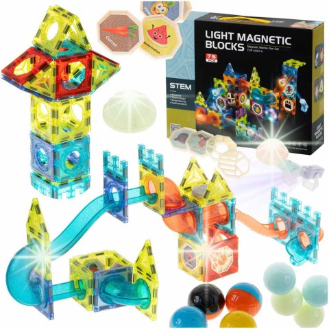 Klocki magnetyczne marble tor kulkowy świecący 75 elementów Kik Sp. z o. o. Sp. k. Klocki magnetyczne marble tor kulkowy świecący 75 elementów Kik Sp. z o. o. Sp. k.