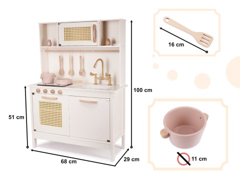 Kuchnia dla dzieci drewniana MDF retro z akcesoriami BOHO 100cm Kik Sp. z o. o. Sp. k. Kuchnia dla dzieci drewniana MDF retro z akcesoriami BOHO 100cm Kik Sp. z o. o. Sp. k.