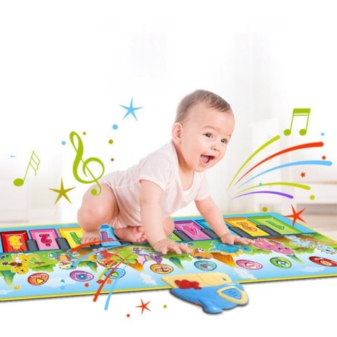 Woopie WOOPIE Mata Muzyczna XXL Dinusie 2w1 Pianinko 8 Melodii 110cm Woopie WOOPIE Mata Muzyczna XXL Dinusie 2w1 Pianinko 8 Melodii 110cm