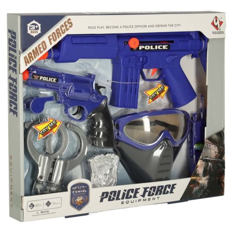 Zestaw policyjny małego policjanta pistolet karabin maska kajdanki akcesoria policyjne Kik Sp. z o. o. Sp. k. Zestaw policyjny małego policjanta pistolet karabin maska kajdanki akcesoria policyjne Kik Sp. z o. o. Sp. k.