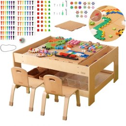 Masterkidz MASTERKIDZ Drewniany Stół Edukacyjny + AKCESORIA STEM WALL + 135 Klocków