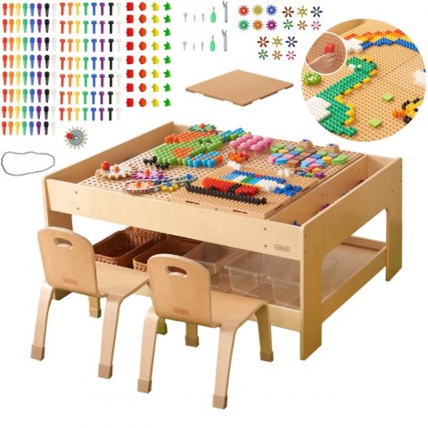Masterkidz MASTERKIDZ Drewniany Stół Edukacyjny + AKCESORIA STEM WALL + 135 Klocków Masterkidz MASTERKIDZ Drewniany Stół Edukacyjny + AKCESORIA STEM WALL + 135 Klocków