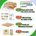 Masterkidz MASTERKIDZ Drewniany Stół Edukacyjny + AKCESORIA STEM WALL + 135 Klocków