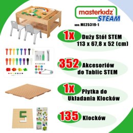 Masterkidz MASTERKIDZ Drewniany Stół Edukacyjny + AKCESORIA STEM WALL + 135 Klocków