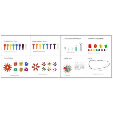 Masterkidz MASTERKIDZ Drewniany Stół Edukacyjny + AKCESORIA STEM WALL + 135 Klocków Masterkidz MASTERKIDZ Drewniany Stół Edukacyjny + AKCESORIA STEM WALL + 135 Klocków