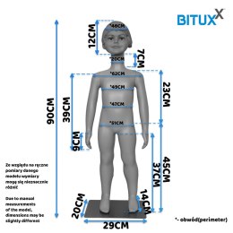 Bituxx Manekin dziecięcy dziewczynka 90 cm sklepowy wystawowy z rękami