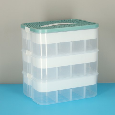 Organizer pudełko pojemnik na klocki zabawki drobiazgi z pokrywą przegródkami 3 piętra warstwy Kik Sp. z o. o. Sp. k.