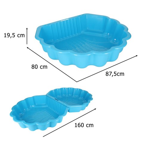 Piaskownica zamykana basen Muszelka Twins podwójna 2w1 160x87,5x19,5cm niebieska "3Toysm" Dzięgielewski Tomasz