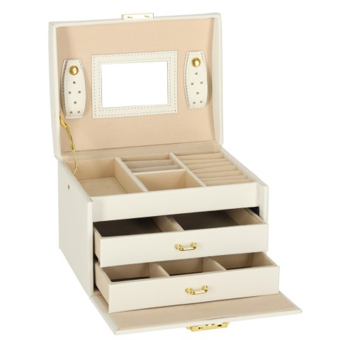 Szkatułka kuferek na biżuterię z szufladami biała Kik Sp. z o. o. Sp. k.