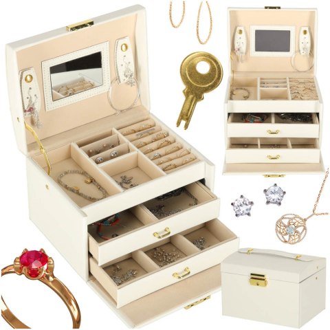 Szkatułka kuferek na biżuterię z szufladami biała Kik Sp. z o. o. Sp. k.