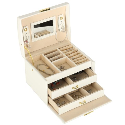 Szkatułka kuferek na biżuterię z szufladami biała Kik Sp. z o. o. Sp. k.