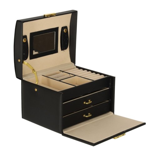 Szkatułka kuferek na biżuterię z szufladami czarna Kik Sp. z o. o. Sp. k.