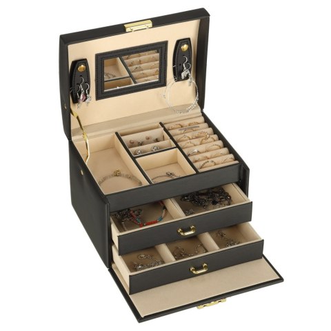 Szkatułka kuferek na biżuterię z szufladami czarna Kik Sp. z o. o. Sp. k.