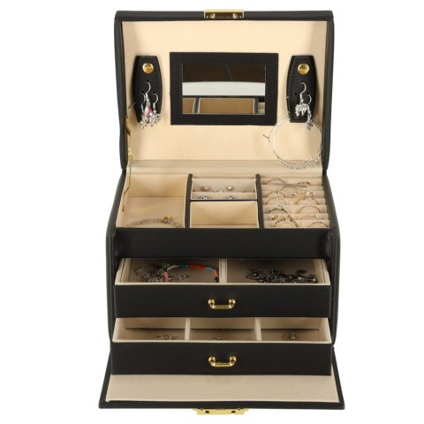 Szkatułka kuferek na biżuterię z szufladami czarna Kik Sp. z o. o. Sp. k.