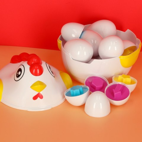 Układanka edukacyjna sorter dopasuj kształty jajka 12 szt. kura Kik Sp. z o. o. Sp. k.