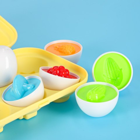 Układanka edukacyjna sorter dopasuj kształty jajka montessori owoce warzywa 6szt Kik Sp. z o. o. Sp. k.